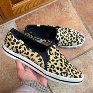 Kate Spade & KEDS calf skin animal print slip on sneaker size 10